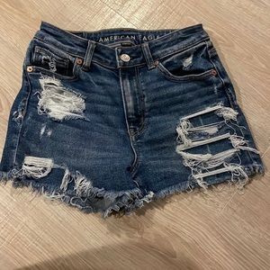 Denim jean shorts from American Eagle. They are navy blue in a size 0.